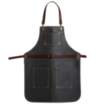 Charcoal cowhide leather apron 3 pockets barber workshop