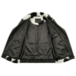 Black cowhide pony hair leather trucker jacket western style