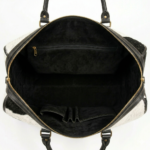Black cowhide pony hair leather duffel bag luxury travel inside