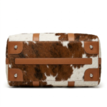 Brown cowhide pony hair leather duffel bag Back view