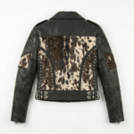 Women pony hair leather jacket back design