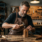 Premium Unisex Dark Walnut Full Grain Leather Apron Professional Artisan Workwear Design | Aurevleathers - Image 4