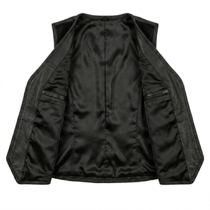 Inner lining black leather vest women