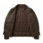 Men leather jacket trucker style for sale, purchase, buy premium brown design with classic fit. Upgrade your wardrobe today