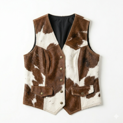 Brown cowhide leather vest for men front