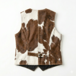 Men cowhide leather vest back adjustable belt