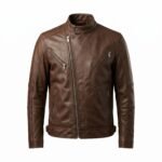 Classic Men's Vintage Brown Full Grain Leather Cafe Racer Biker Jacket Premium Outerwear | Aurevleathers