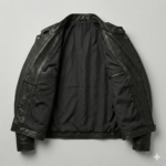 Men’s Black Leather Biker Jacket with Belted Waist & Quilted Side Panels | Aurevleathers - Image 3