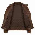 Classic Men's Vintage Brown Full Grain Leather Cafe Racer Biker Jacket Premium Outerwear | Aurevleathers - Image 2