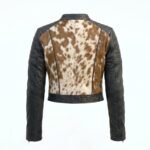 Women Brown Pony Hair Leather Crop Top Jacket Western Cowboy Style Biker Fashion