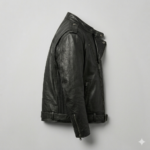 Men’s Black Leather Biker Jacket with Belted Waist & Quilted Side Panels | Aurevleathers - Image 4