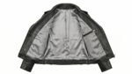 satin lining black leather biker jacket women